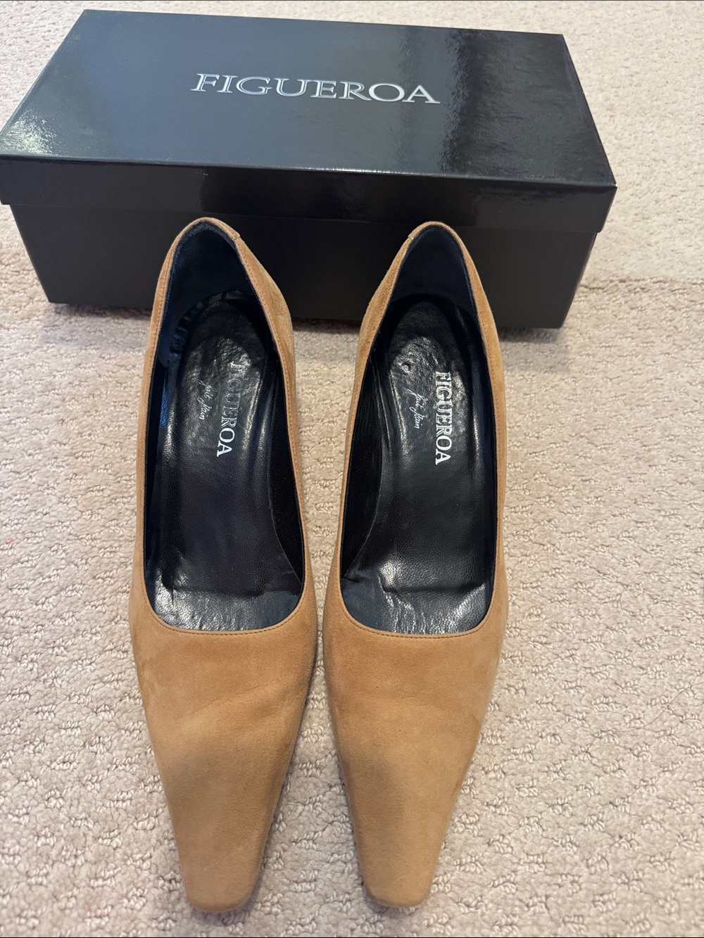 Tan Suede Pointed-Toe Heels